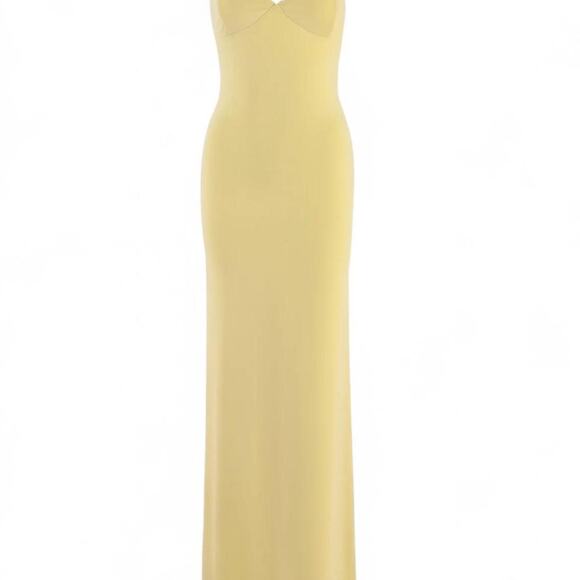 Butter Yellow Slip Maxi Dress Spaghetti Strap Empire Bust Minimal XS - Picture 2 of 7